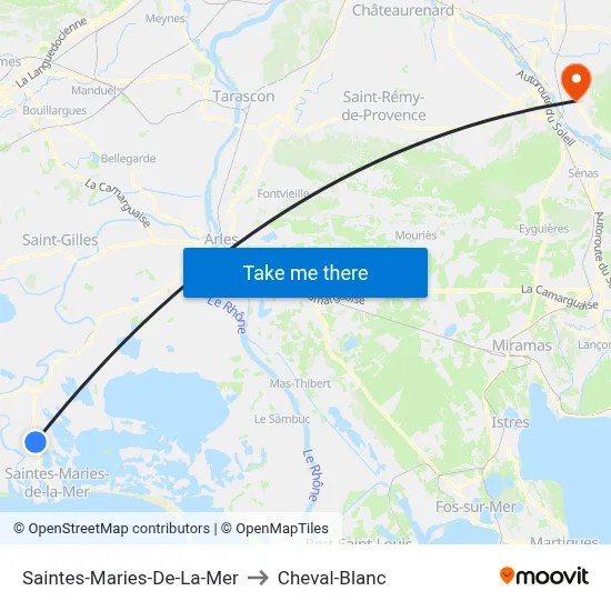 Saintes-Maries-De-La-Mer to Cheval-Blanc map