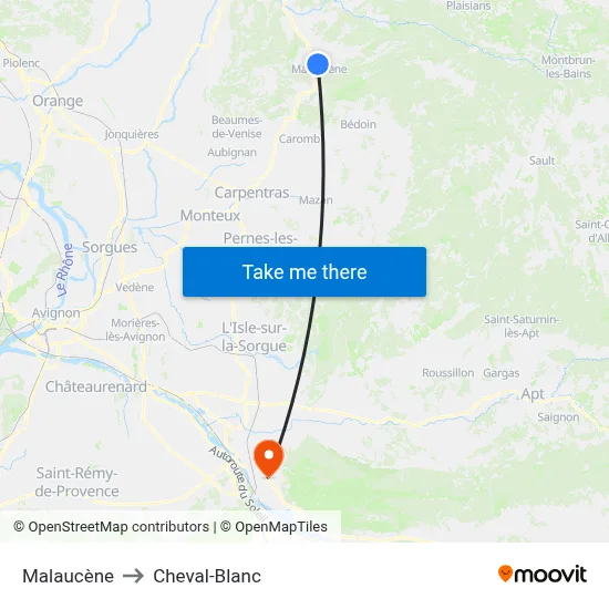 Malaucène to Cheval-Blanc map