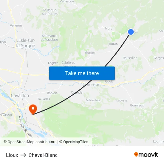 Lioux to Cheval-Blanc map