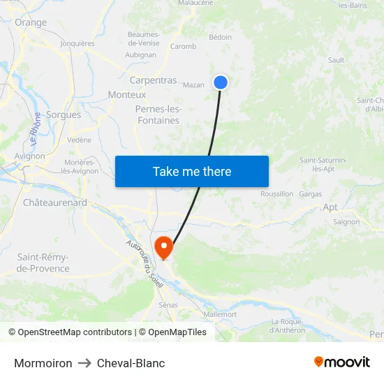 Mormoiron to Cheval-Blanc map