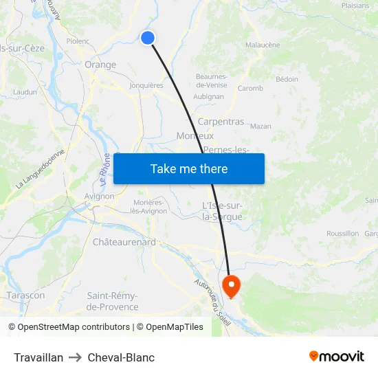 Travaillan to Cheval-Blanc map