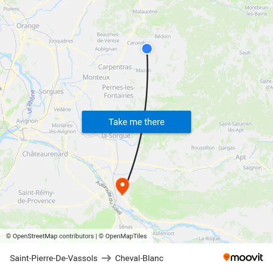Saint-Pierre-De-Vassols to Cheval-Blanc map