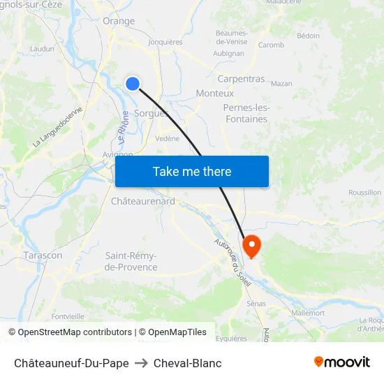 Châteauneuf-Du-Pape to Cheval-Blanc map