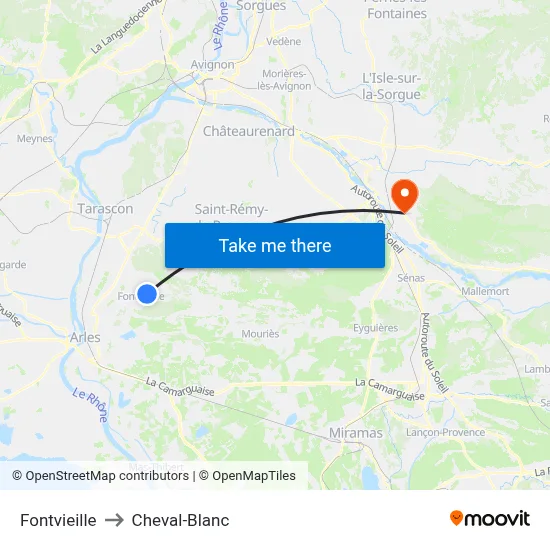 Fontvieille to Cheval-Blanc map