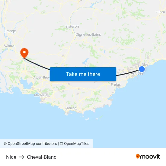 Nice to Cheval-Blanc map