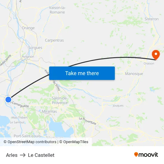Arles to Le Castellet map