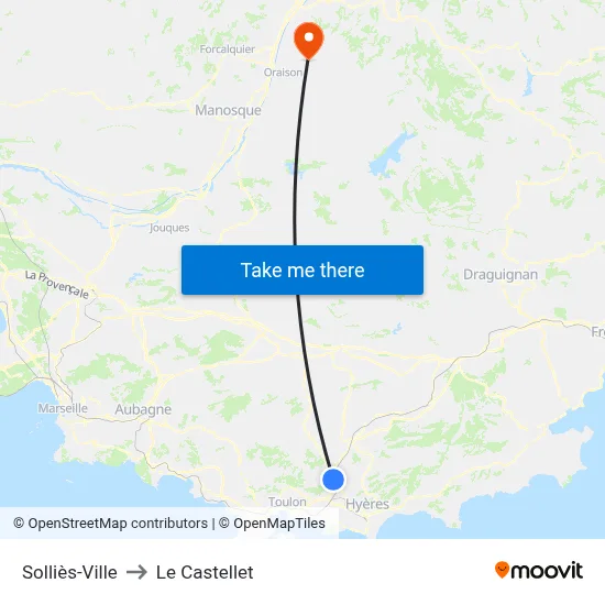 Solliès-Ville to Le Castellet map