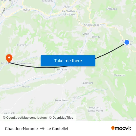 Chaudon-Norante to Le Castellet map