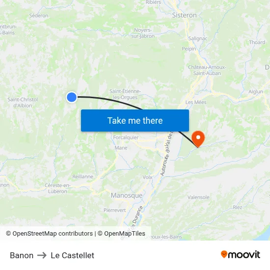 Banon to Le Castellet map
