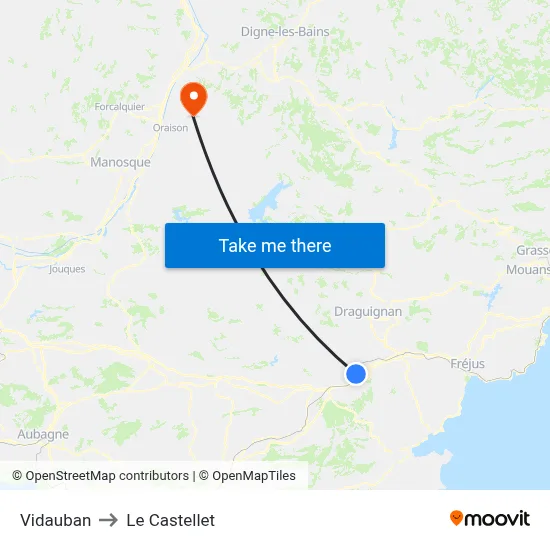 Vidauban to Le Castellet map