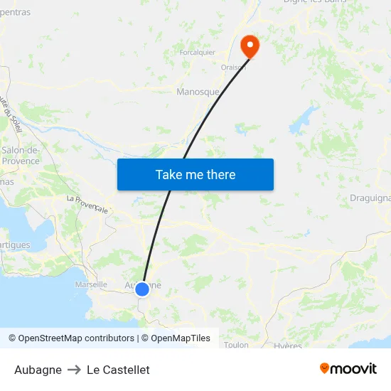 Aubagne to Le Castellet map