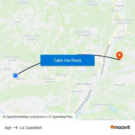 Apt to Le Castellet map