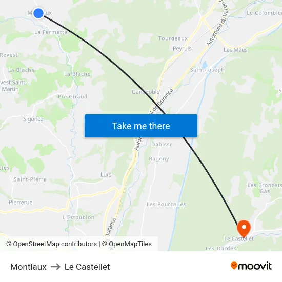 Montlaux to Le Castellet map