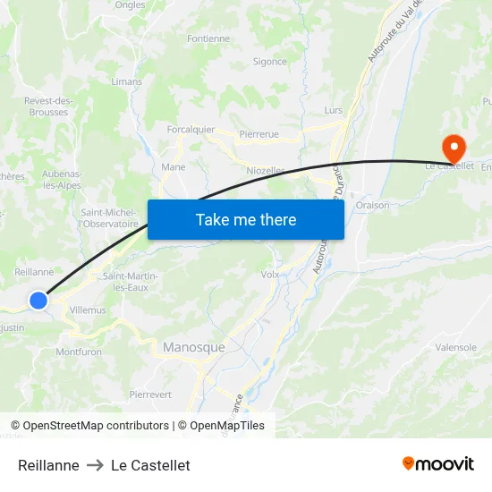 Reillanne to Le Castellet map