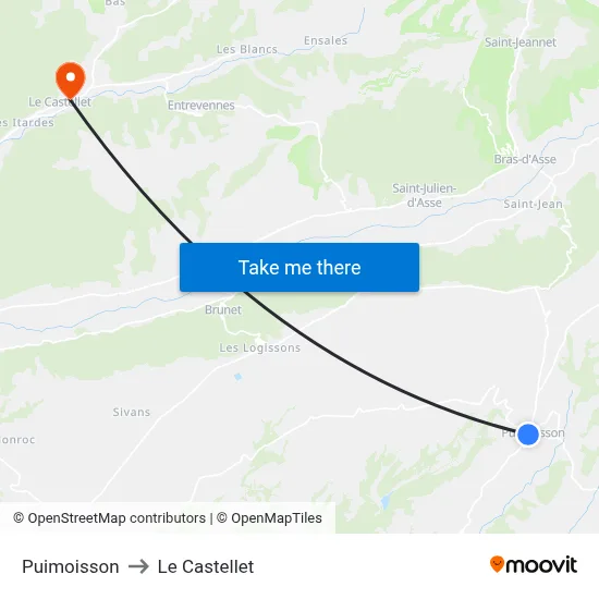 Puimoisson to Le Castellet map