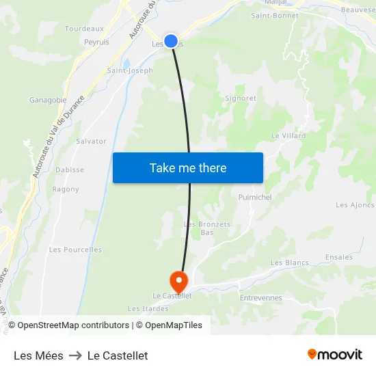 Les Mées to Le Castellet map