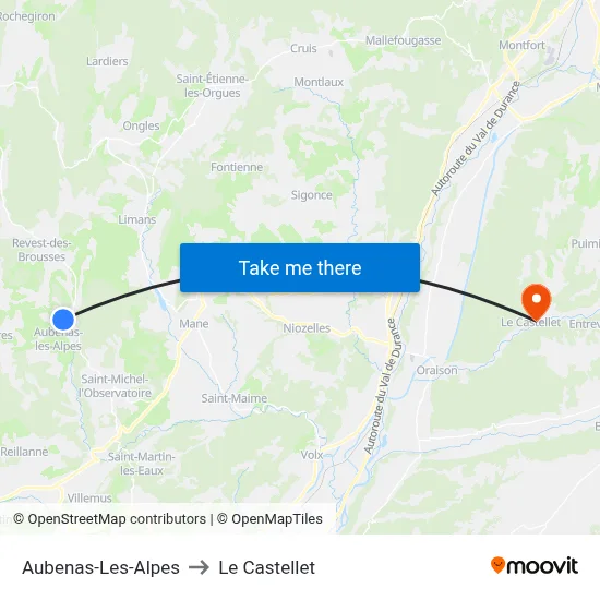 Aubenas-Les-Alpes to Le Castellet map