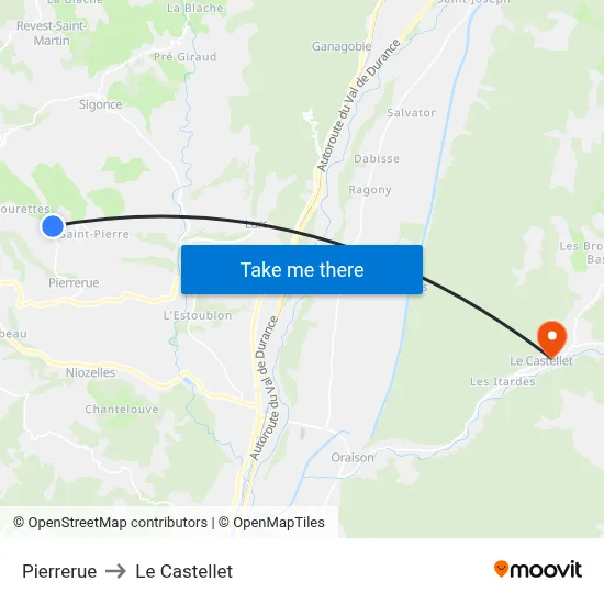Pierrerue to Le Castellet map