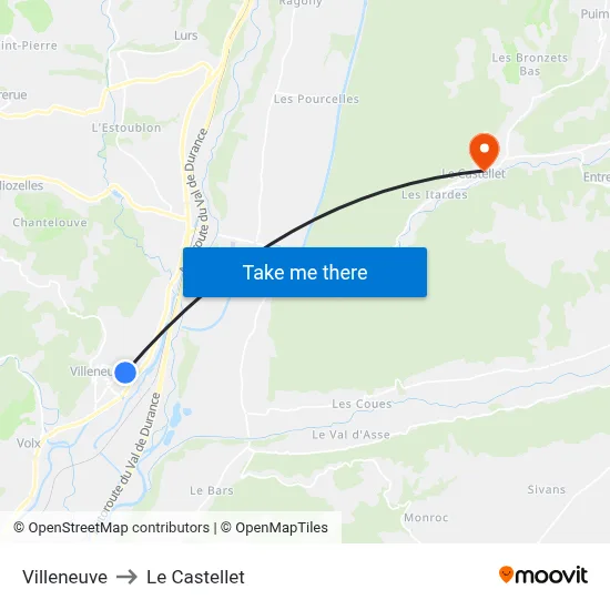 Villeneuve to Le Castellet map