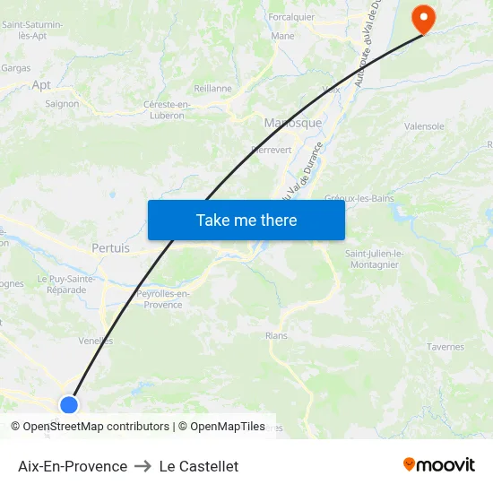 Aix-En-Provence to Le Castellet map