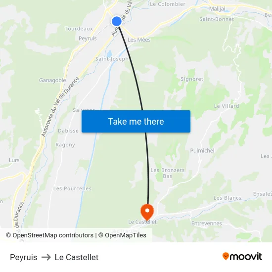 Peyruis to Le Castellet map