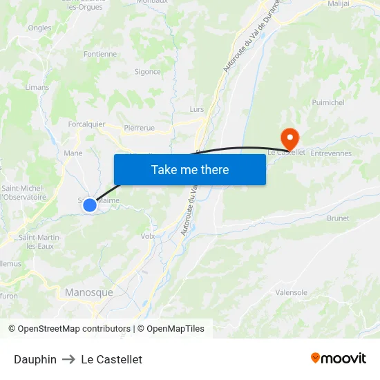Dauphin to Le Castellet map