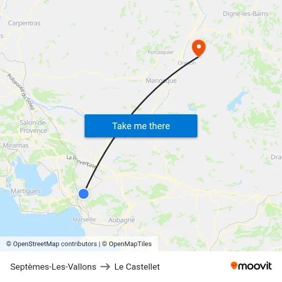 Septèmes-Les-Vallons to Le Castellet map