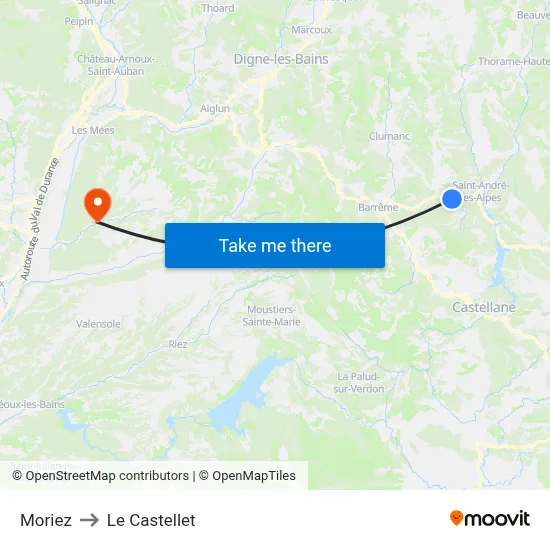 Moriez to Le Castellet map