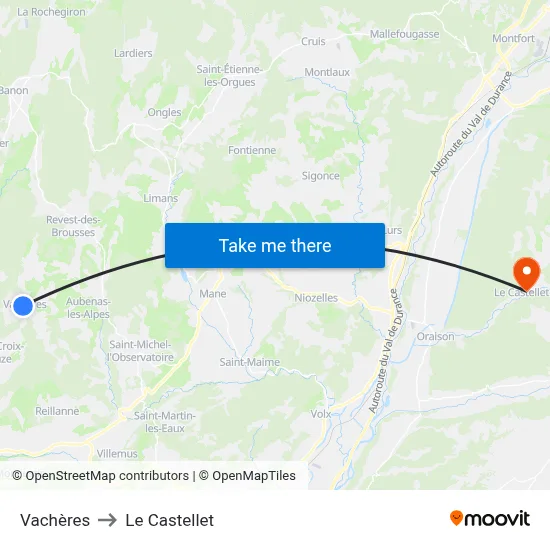 Vachères to Le Castellet map