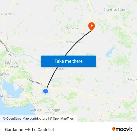 Gardanne to Le Castellet map