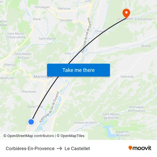 Corbières-En-Provence to Le Castellet map