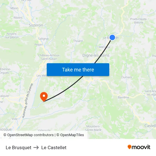 Le Brusquet to Le Castellet map