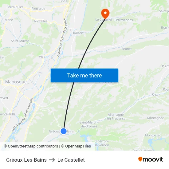 Gréoux-Les-Bains to Le Castellet map