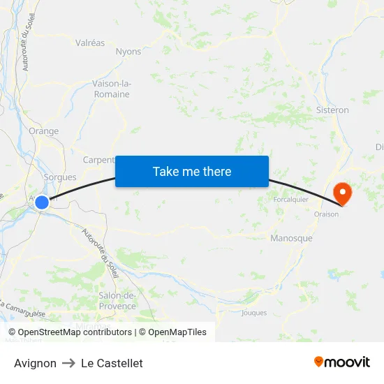 Avignon to Le Castellet map