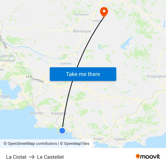 La Ciotat to Le Castellet map