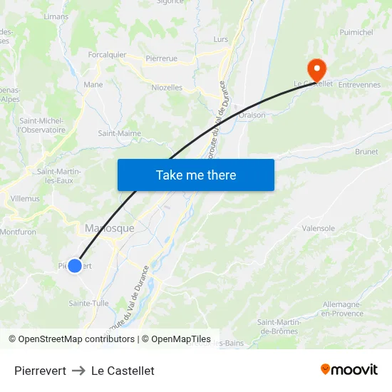 Pierrevert to Le Castellet map