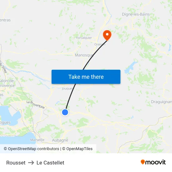Rousset to Le Castellet map