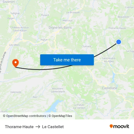 Thorame-Haute to Le Castellet map
