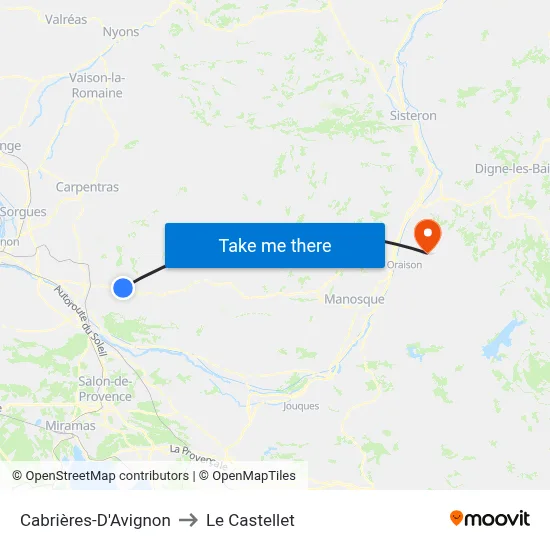 Cabrières-D'Avignon to Le Castellet map