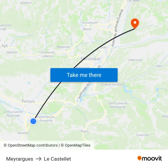 Meyrargues to Le Castellet map