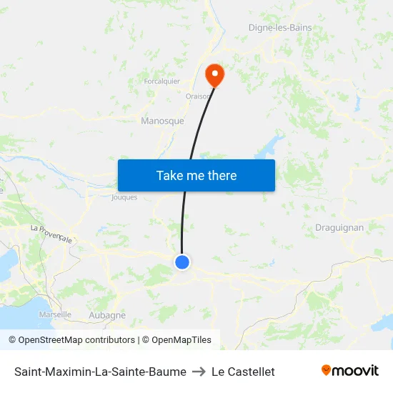 Saint-Maximin-La-Sainte-Baume to Le Castellet map