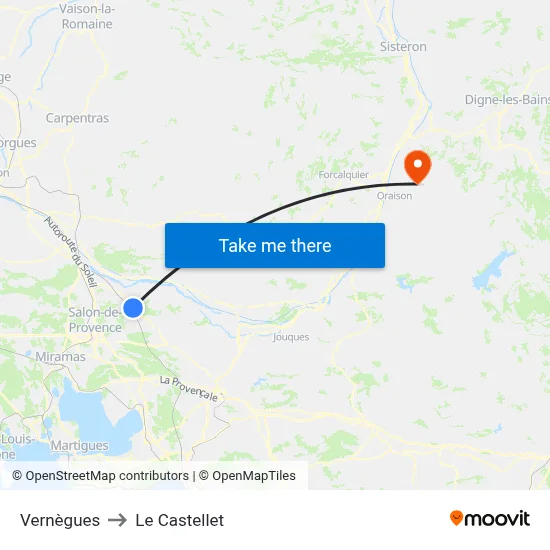 Vernègues to Le Castellet map