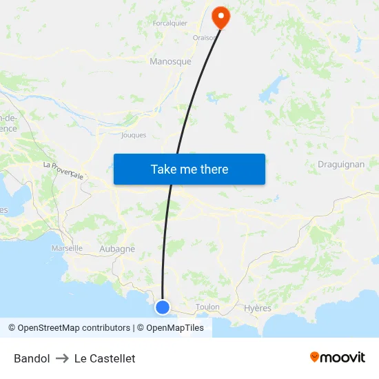 Bandol to Le Castellet map
