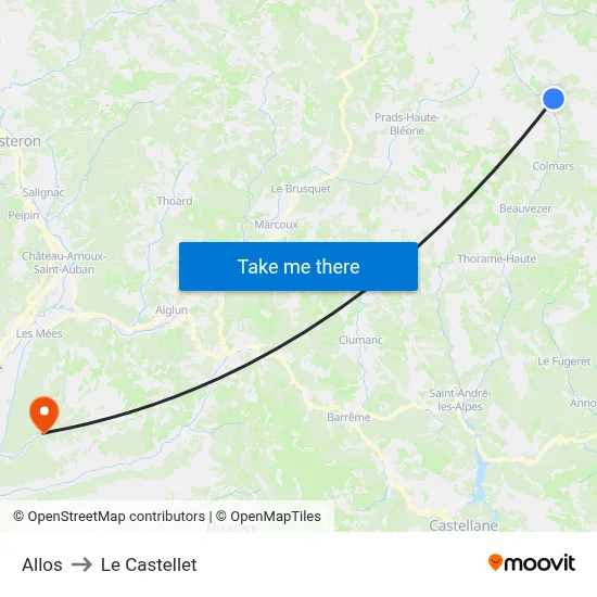 Allos to Le Castellet map