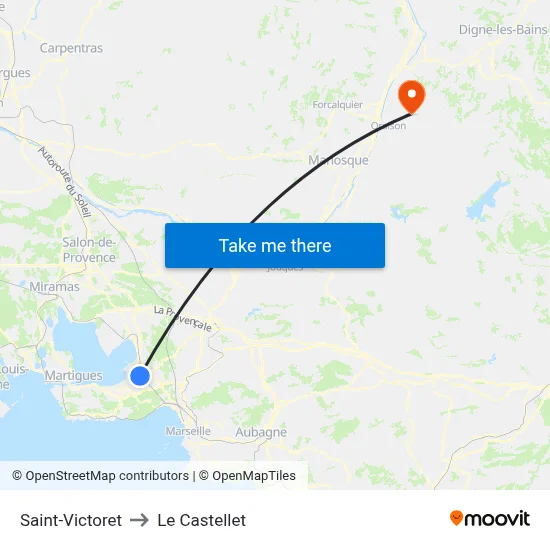 Saint-Victoret to Le Castellet map