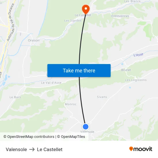 Valensole to Le Castellet map