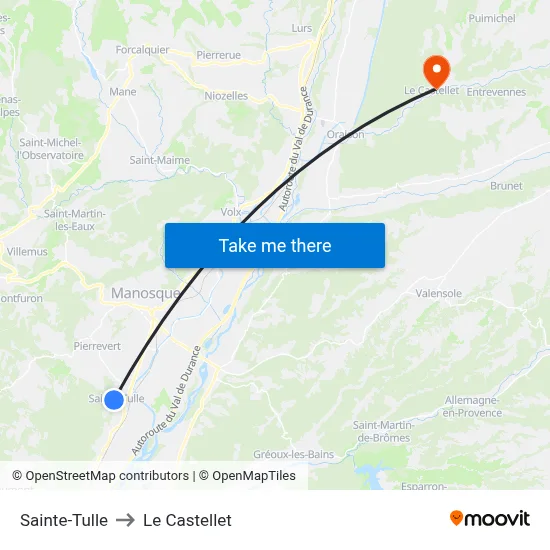Sainte-Tulle to Le Castellet map