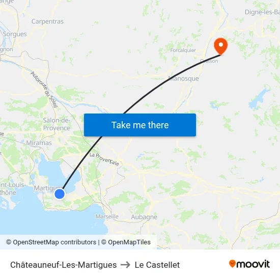 Châteauneuf-Les-Martigues to Le Castellet map