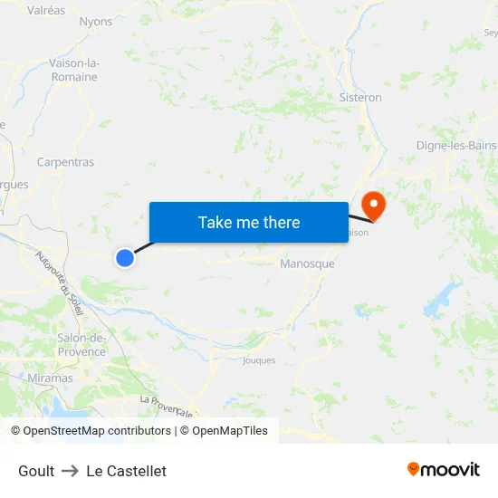 Goult to Le Castellet map