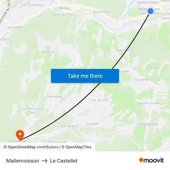 Mallemoisson to Le Castellet map